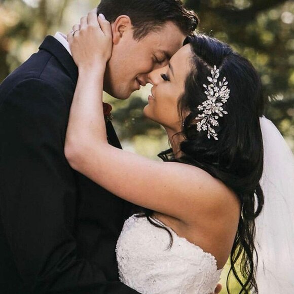 🆕Women Silver Flower Crystal Hair Accessories with Pearl Side Comb Headpiece - Picture 3 of 9